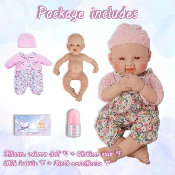 Full Body Platinum Silicone Baby Dolls Smiling Mina-ivory Reborn Baby Girl - Picture 4 of 6